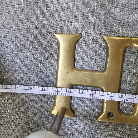 Vintage Brass Porcelain 'His and Hers' Wall Hooks - Picture 3 of 8